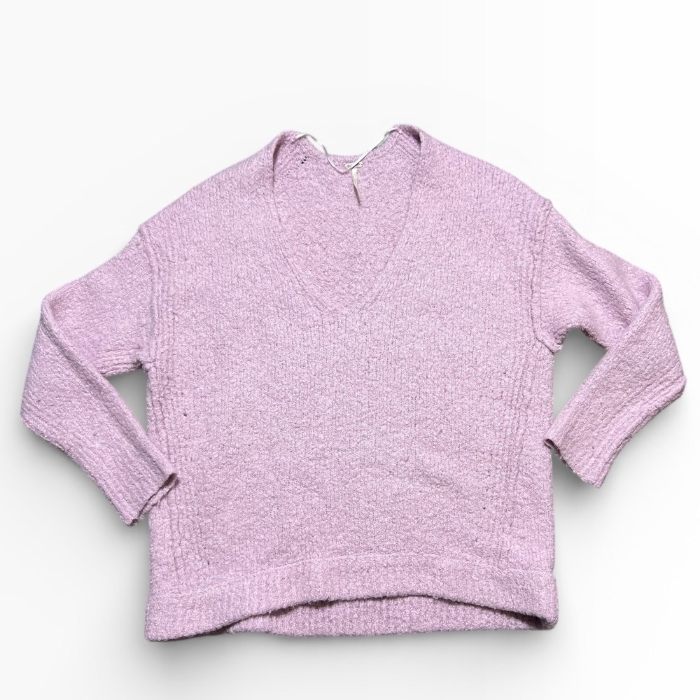 Free People‎ Shaggy Fuzzy Knit Sweater Pullover Pink Purple Size Small Alpaca **